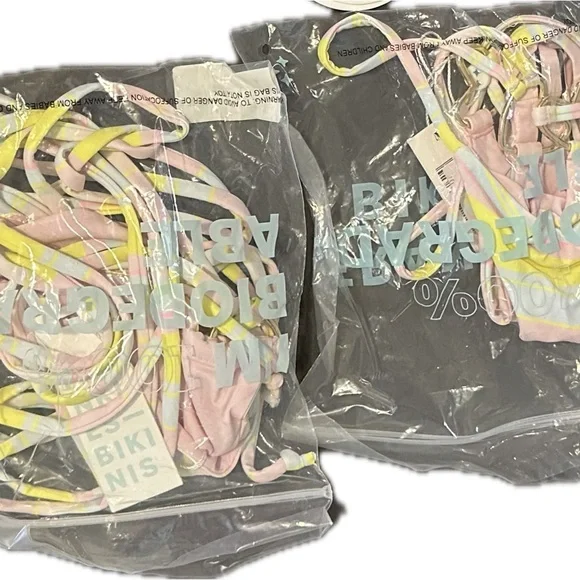 Frankie's Bikinis 2 Piece Pastel Striped Bikini SET - Picture 7 of 7